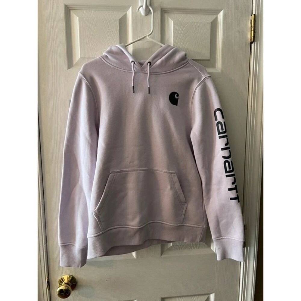 Carhartt Women's Clarksburg Relaxed Fit Graphic Sleeve Hoodie Lavender - Medium
